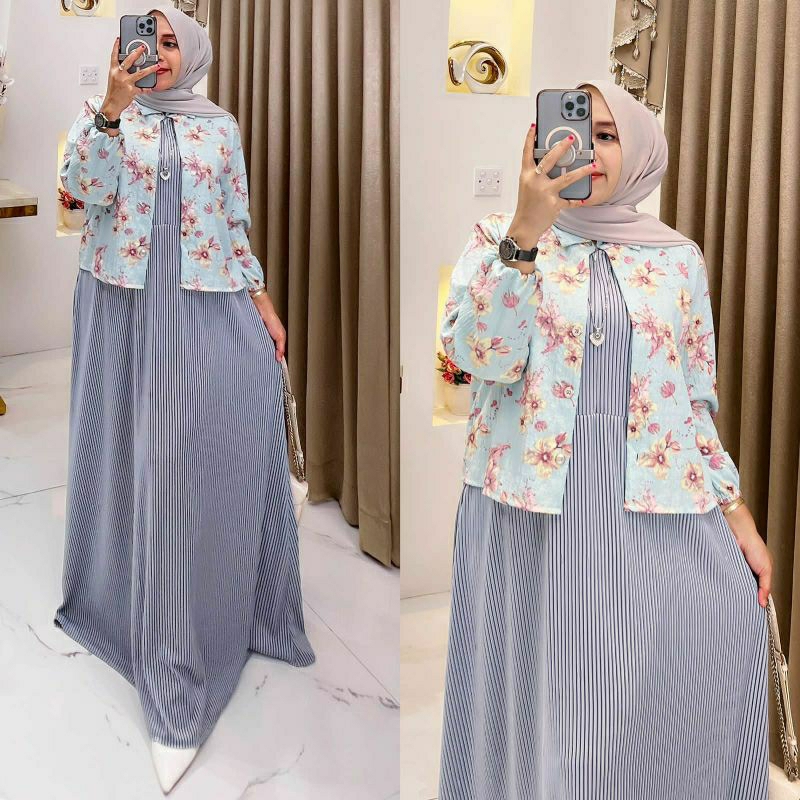 Nania Set bahan gamis knit premium ld 110 Blazer bahan crincle airflow ld 112 termurah terlaris keki