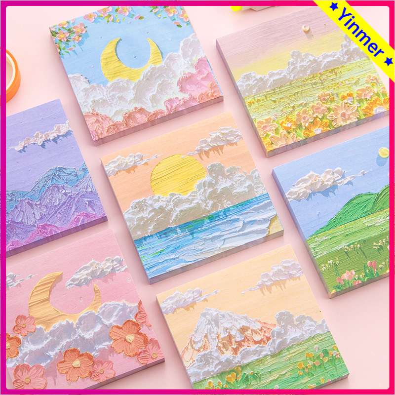 COD✨80 Lember Memo Tempel 3D INS Aesthetic Sticky Notes Motif Alam Indah / Note Beauty Nature / Memo Tempel Notes Pemandangan / Memopad lucu Impor-Yinmer