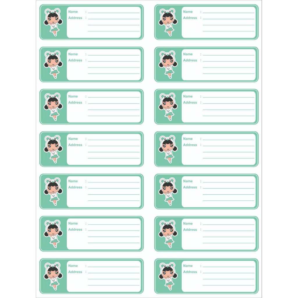 

Sticker label nama anak girl green