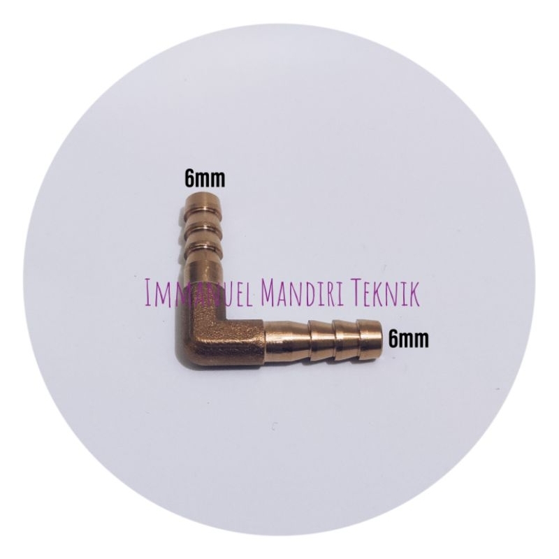 Sambungan selang elbow 6mm / Elbow selang 6mm kuningan