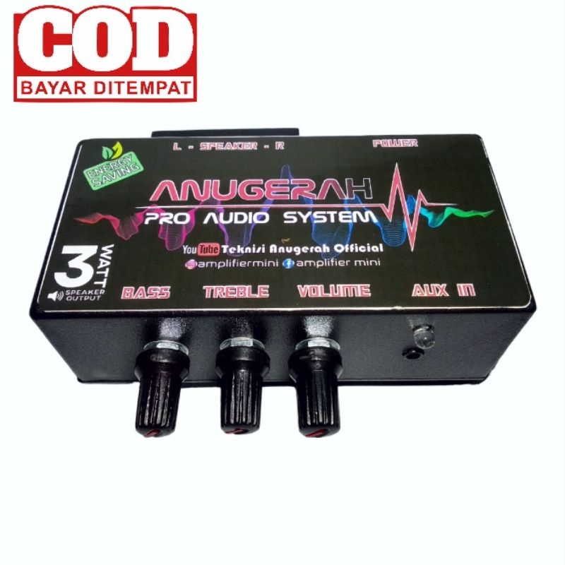 POWER AMPLI MINI TONE CONTROL 5V 3W+3W VERSI AUX | AMPLI MINI 5VOLT