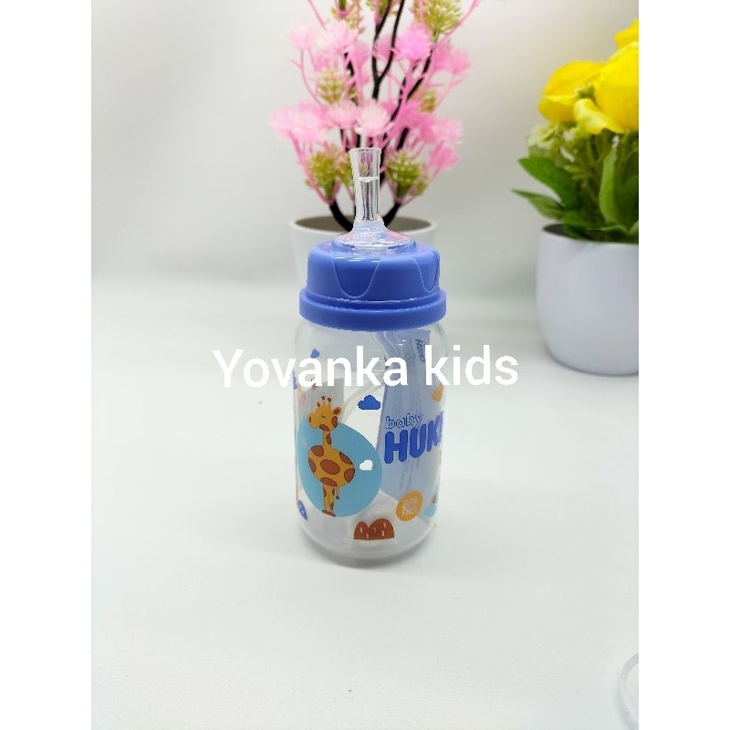 Bergaransi Paket Murah Botol Susu Huki Dot Gepeng+Sedotan 120 Ml Bpa Free