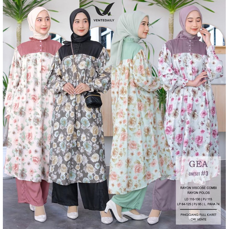 GEA ONESET BY VENTEDAILY / SETCEL MOTIF BUNGA / SETELAN JUMBO