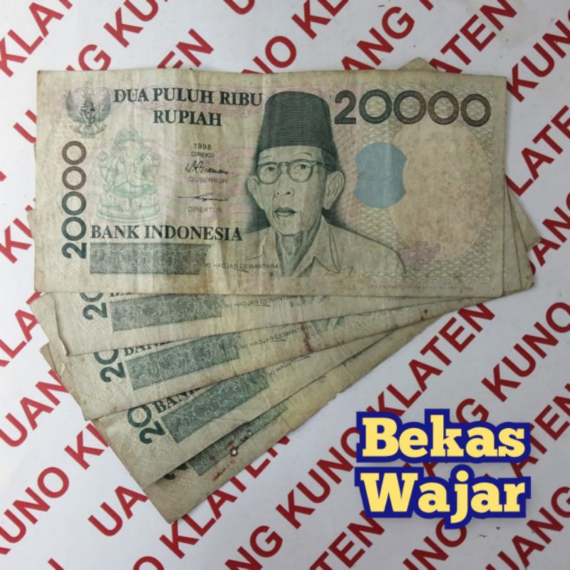 asli Bekas 20000 Rupiah Dewantoro Tahun 1998 Rp 20.000 K.H Ki Hadjar Dewantara uang kuno kertas Duit Lama Indonesia Original