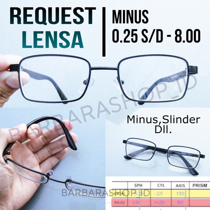KACAMATA MINUS RABUN JAUH,SLINDER REQUEST LENSA MINUS 5,6,7,8 | H 5014