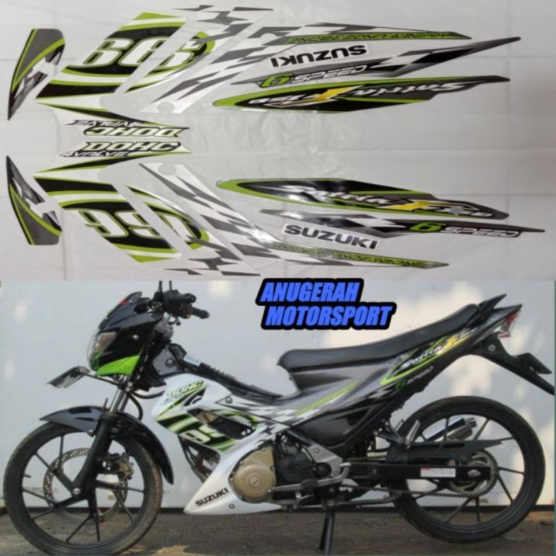 STRIPING SATRIA FU 2012 2013 HIJAU PUTIH