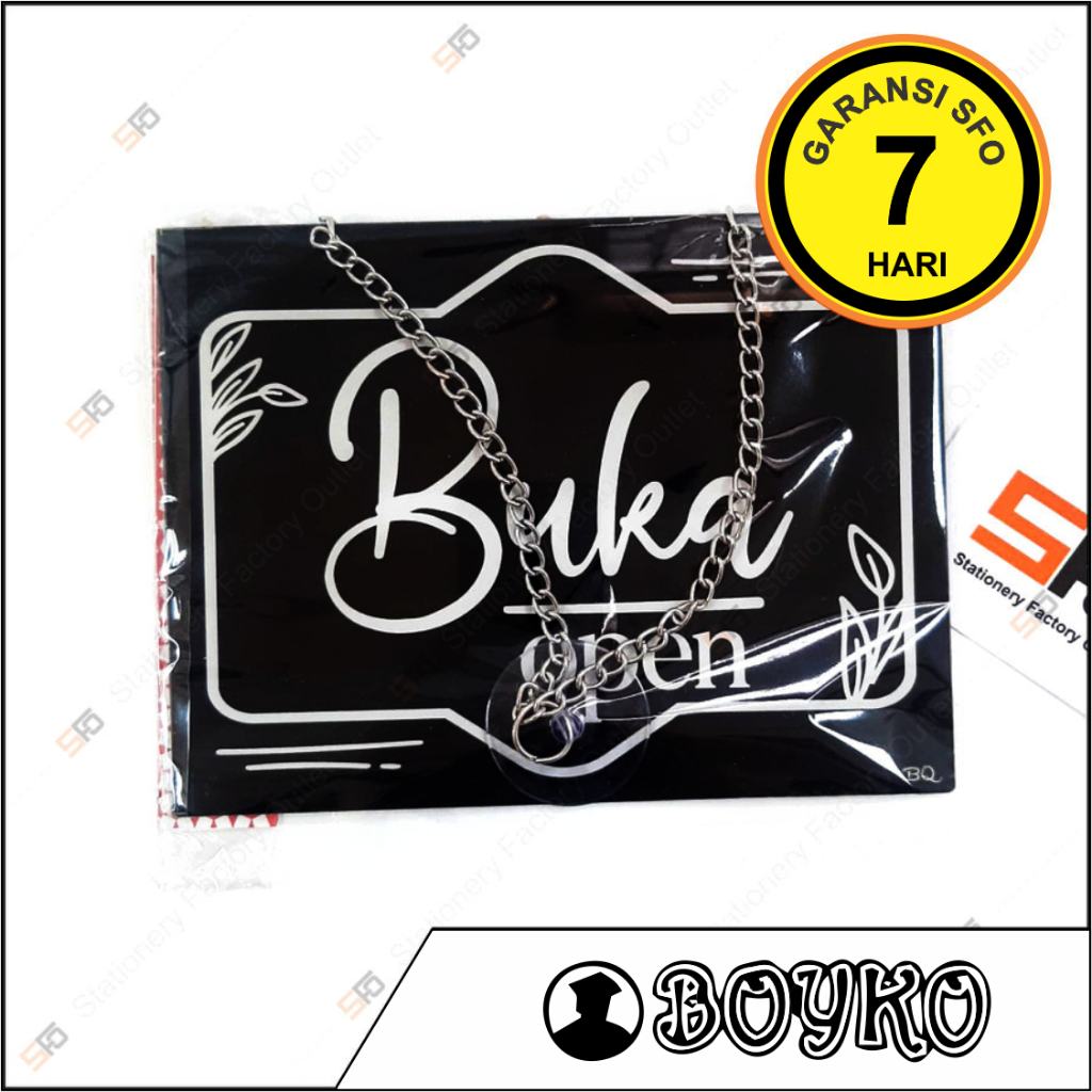 

Akrilik Buka Tutup Hitam - Acrylic Sign Bolak Balik Rantai 20 x 15 cm Full Black