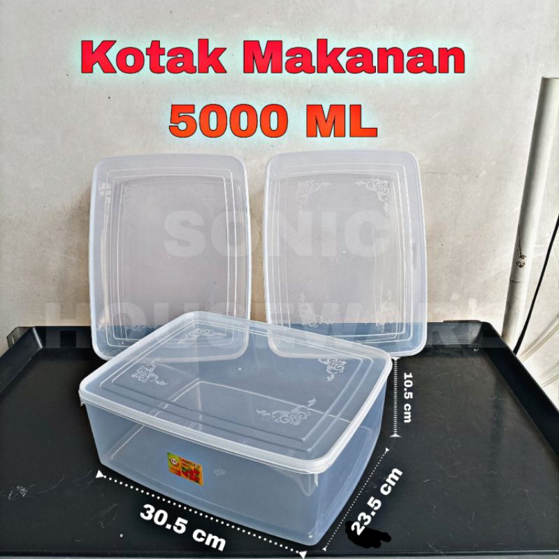 Toples Kotak Makan Makanan Sealware Segi Wadah Food Box 5000 ML Kotak Gecko Reptile Reptil Tutup Ben