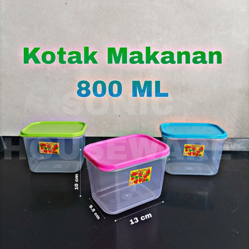 Toples Kotak Makan Makanan Sealware Segi Wadah Food Box 800 ML Tutup Warna Bening Polypack Kancing Mini Kecil Plastik Foodgrade Serbaguna Palembang