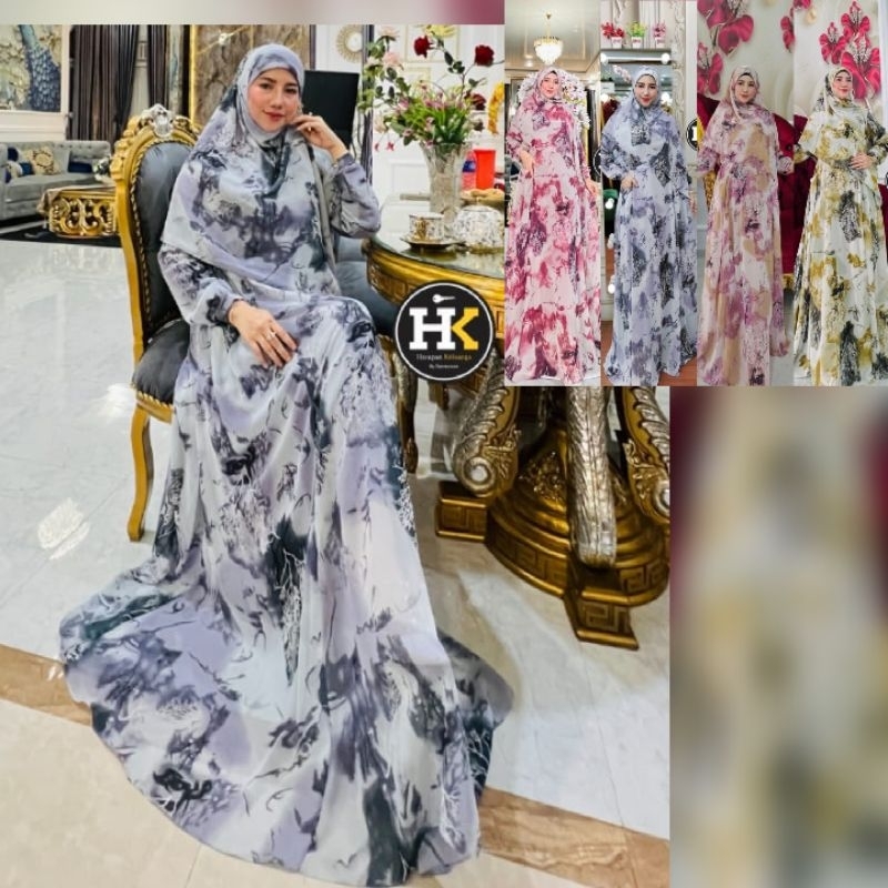 HK DERMAWAN MASSAYU Baju Dress Gamis Set Hijab Muslim Massayu Series By HK Dermawan. Nazra Sha