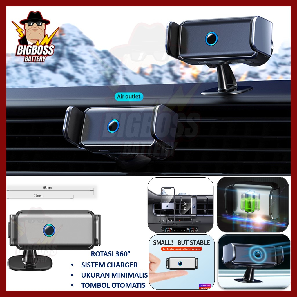 Holder Hp Dashboard AC Mobil Automatic Electric HD50 Phone Holder Stand Otomatis Penyangga Handphone