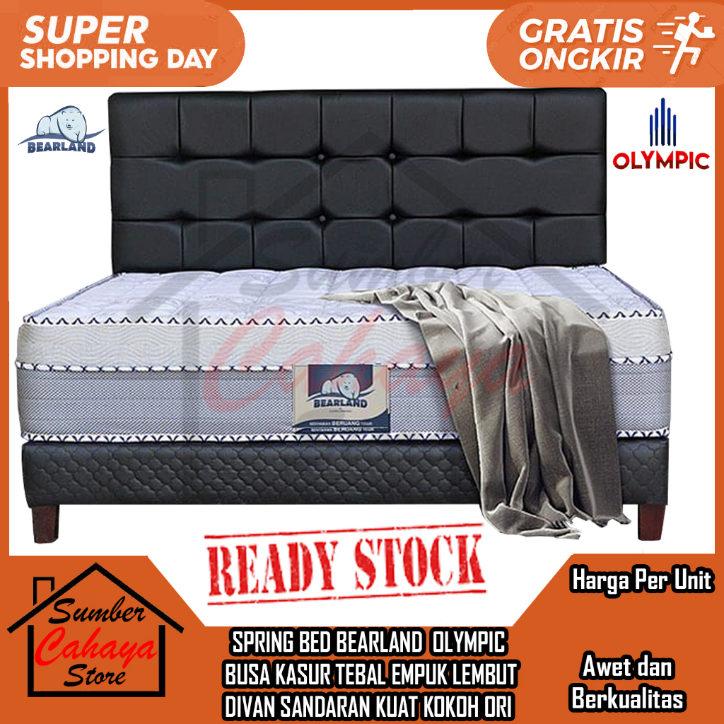 [INSTAN] SPRINGBED BEARLAND OLYMPIC  FULLSET KASUR TEMPAT TIDUR MATERAS BUSA EMPUK HALUS LEMBUT TEBA