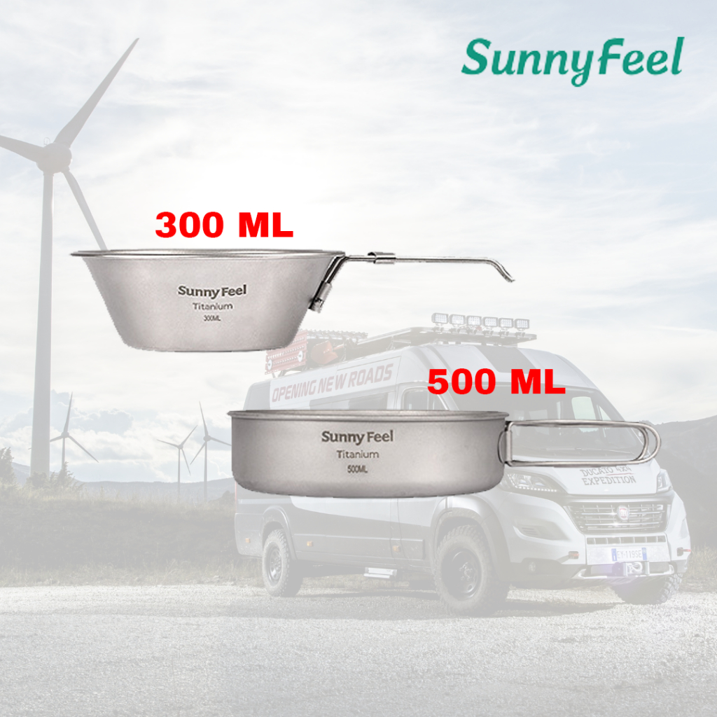 SUNNYFEEL Mangkuk Lipat Titanium Nesting Camping Outdoor Mug Kemah