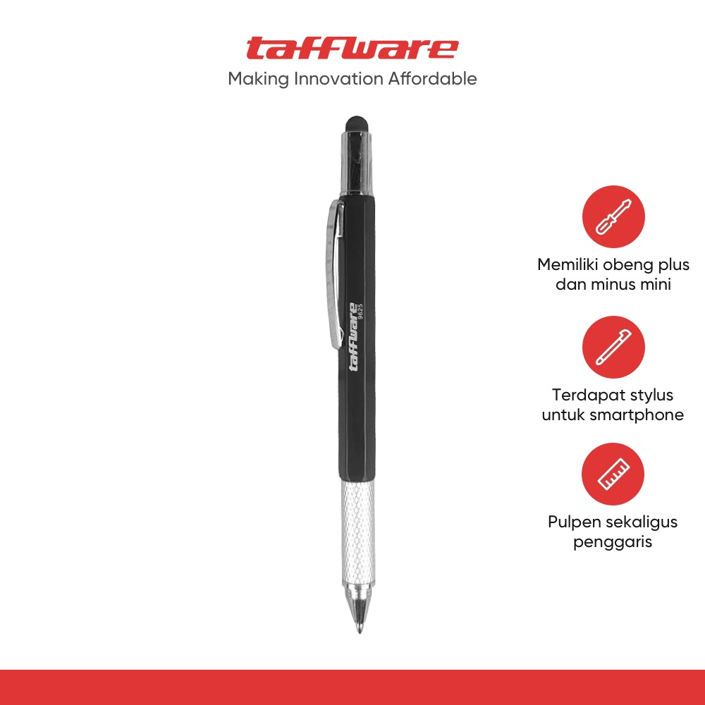 

TAFFWARE / Pena Multifungsi Plastik Stylus + Penggaris + Level + Obeng / Pulpen Pena Pen Serbaguna