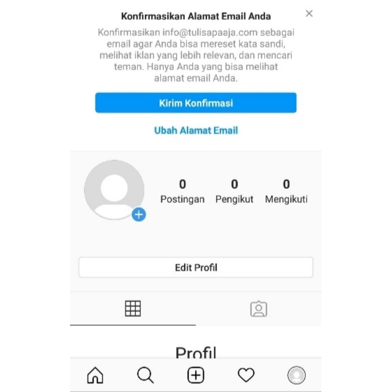 Akun Instagram kosong