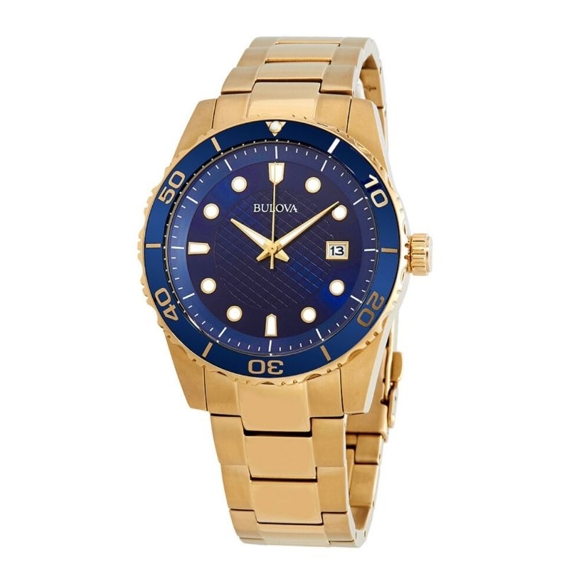 Bulova 98A197 - Jam Tangan Pria - Gold Biru - Original - Garansi Resmi