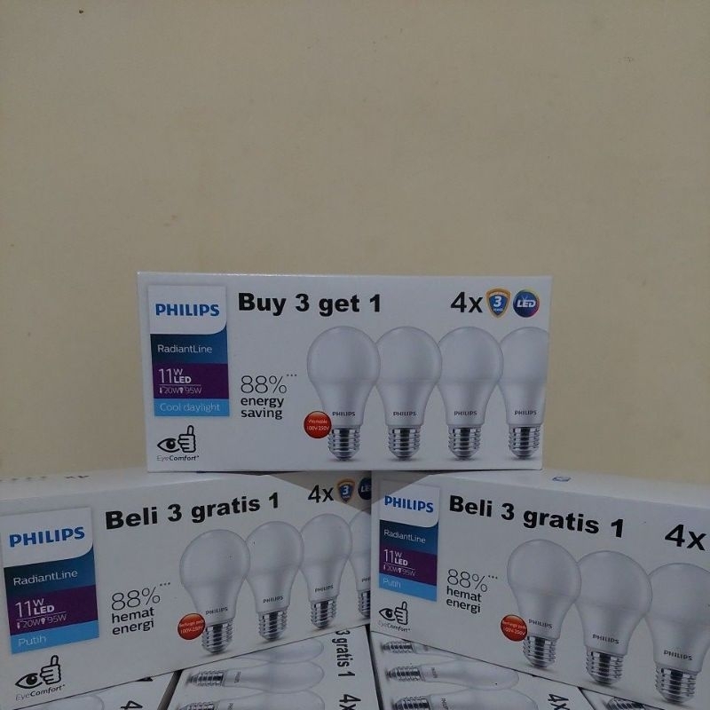 Lampu Philips LED 11 Watt BARU DAN ORI PHILIPS
1 Box isi 4 pcs Lampu Philips