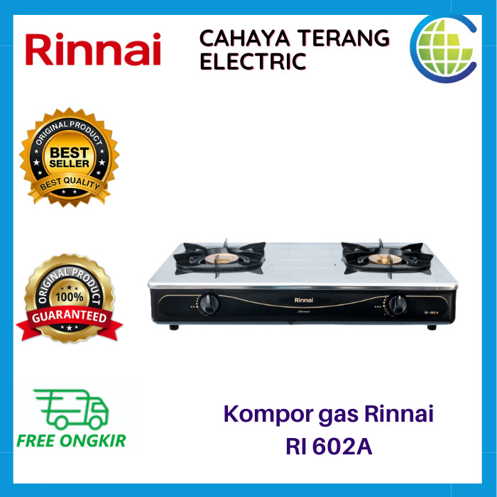 Rinnai Kompor Gas Stainless 2 Tungku RI 602A RI602A