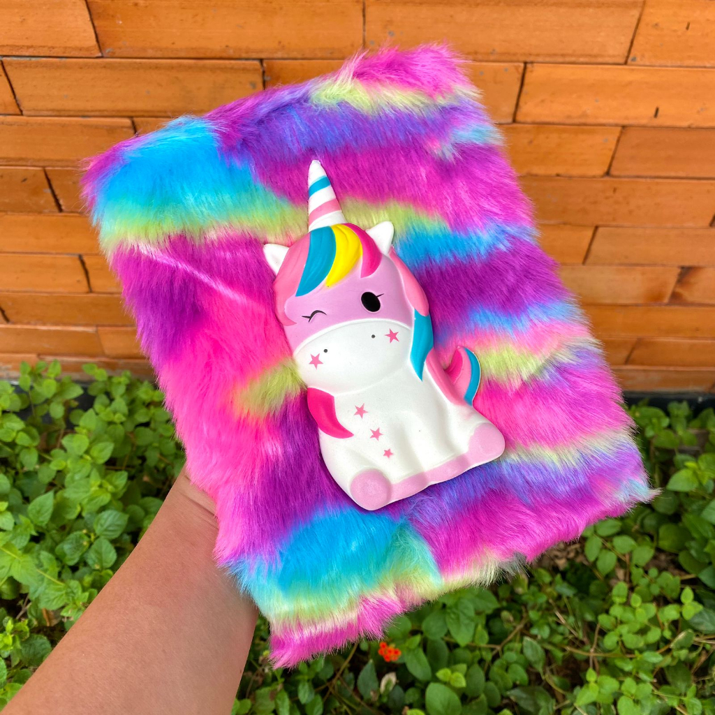 

Notebook Buku Diary Unicorn Bulu Fur Squishy Buku Tulis Anak - 3814