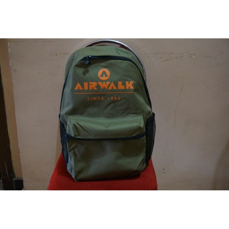BIGSALE TAS BACKPACK AIRWALK GREEN BLACK ORIGINAL SPORT STATION