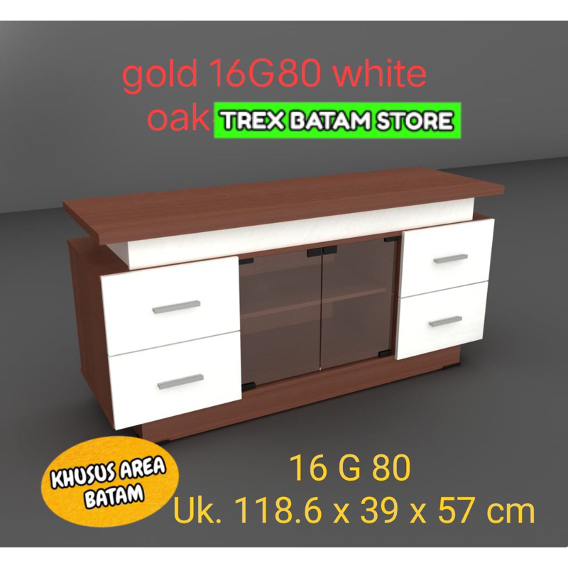 MEJA TV GOLD 16G80 WHITE OAK PSP [ BATAM ]