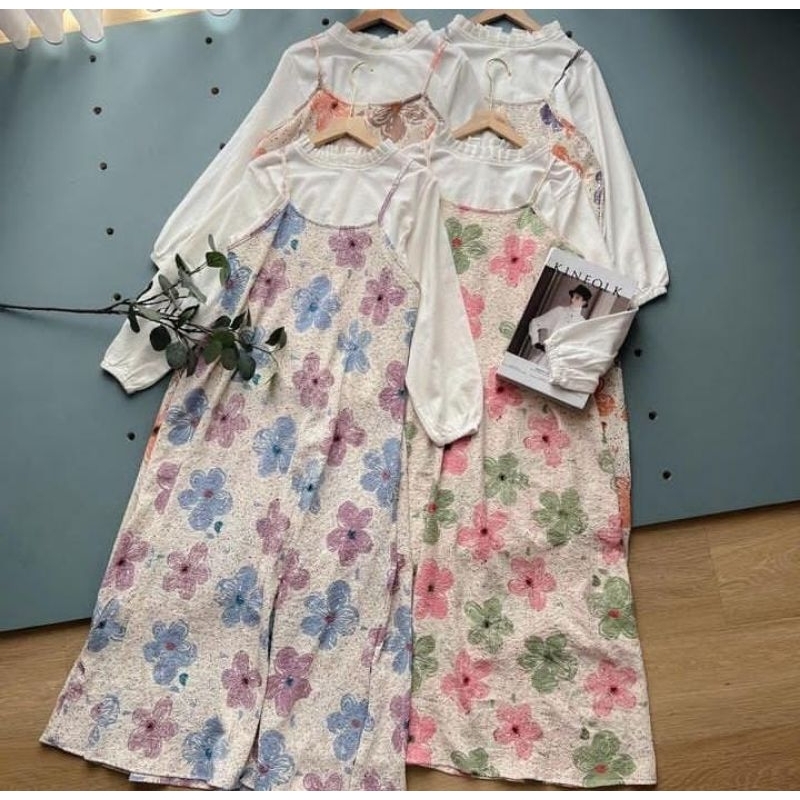 Overall wanita - Dress outfit kuliah mahasiswi - Outer plus inner outfit wanita casual