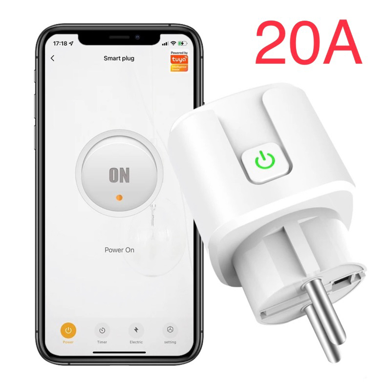SMATRUL Stop Kontak Timer 20A Tuya WiFi Smart Socket Plug Wireless Remote Voice Control with Power M
