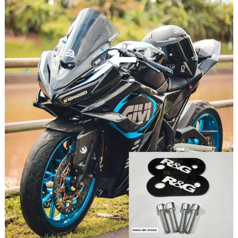 Penutup lubang spion mirror blank variasi honda CBR 150 R kode K45G harga 1 set kiri kanan plus baut