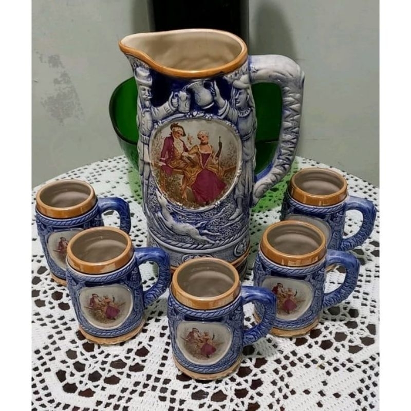 HIASAN PAJANGAN SOUVENIR KERAMIK - TEA SET DANCING DUTCHMAN