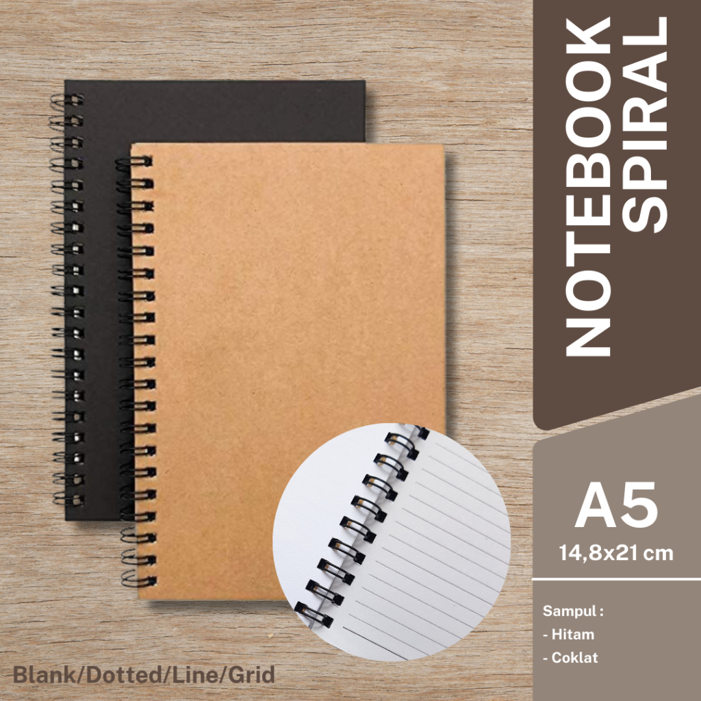 

Notebook Spiral A5 Buku Tulis Spiral Blank/Line/Dotted/Grid