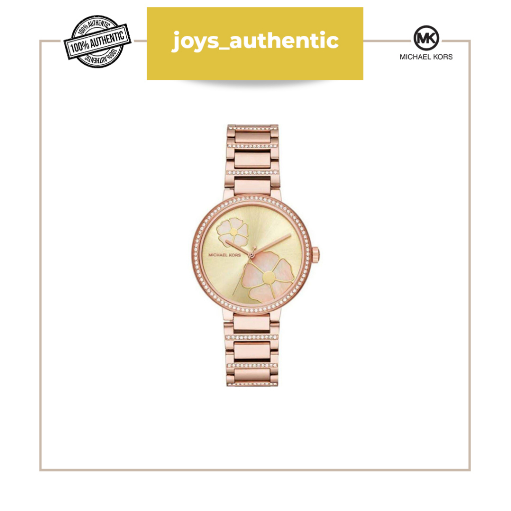 Jam tangan wanita Michael kors MK3836 Courtney Ladies Light Gold Motif Dial Rose Gold Stainless Stee