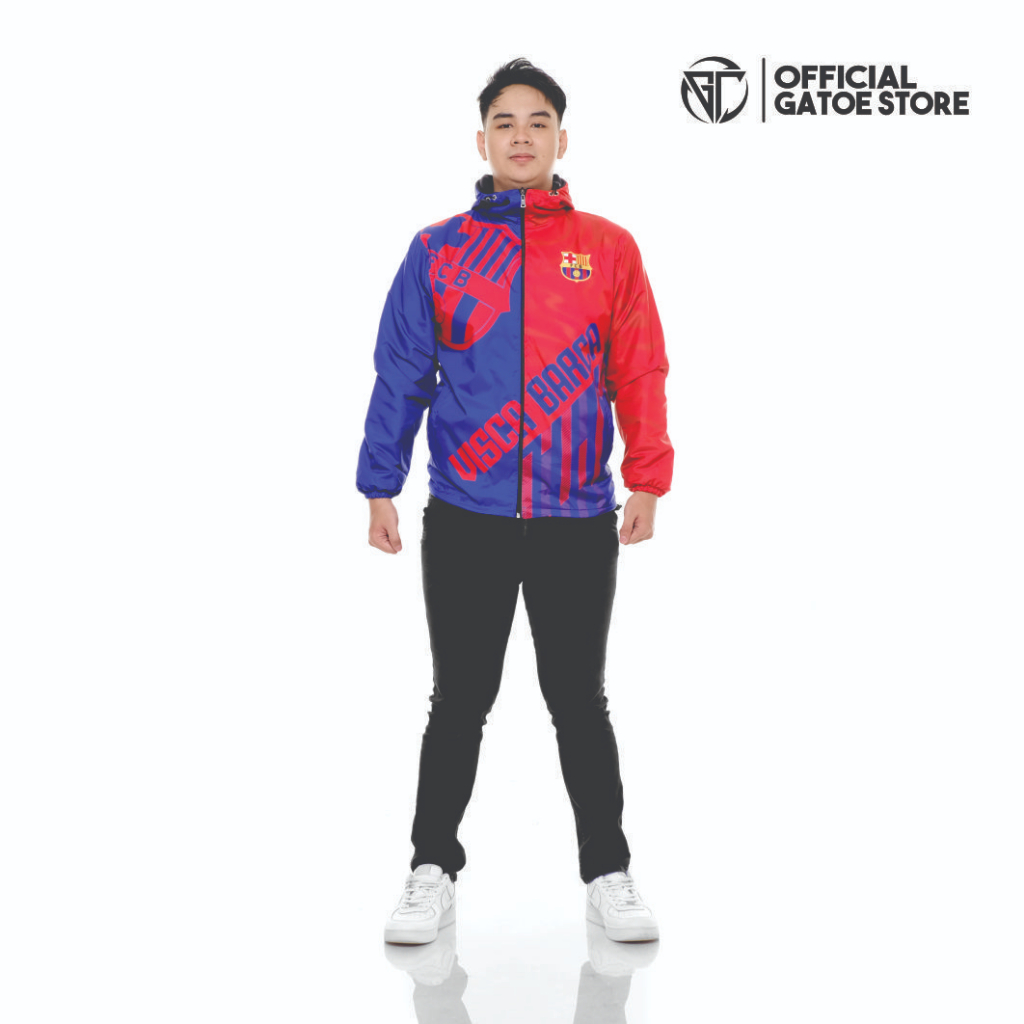 JAKET WINDBREAKER CLUB BOLA BARCELONA FULL PRINTING UNISEX