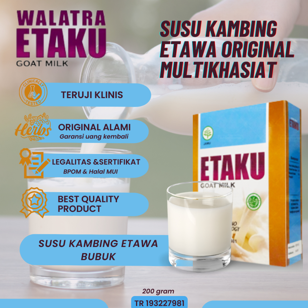 

ETAKU - Susu Kambing Etawa Bubuk Murni Multikhasiat Isi 200 gr
