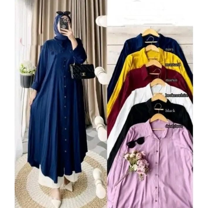 BAJU GAMIS HITAM POLOS KANCING DEPAN BAJU GAMIS MOTIF TERBARU KEKINIAN