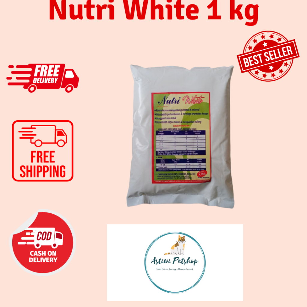 Nutri white susu ternak susu pengganti penambah nutrisi hewan dan vitamin mineral penambah nafsu mak