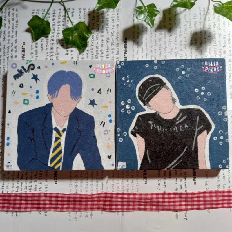Mark NCT Painting Lukisan Kanvas 15x15cm Hiasan Dinding handmade