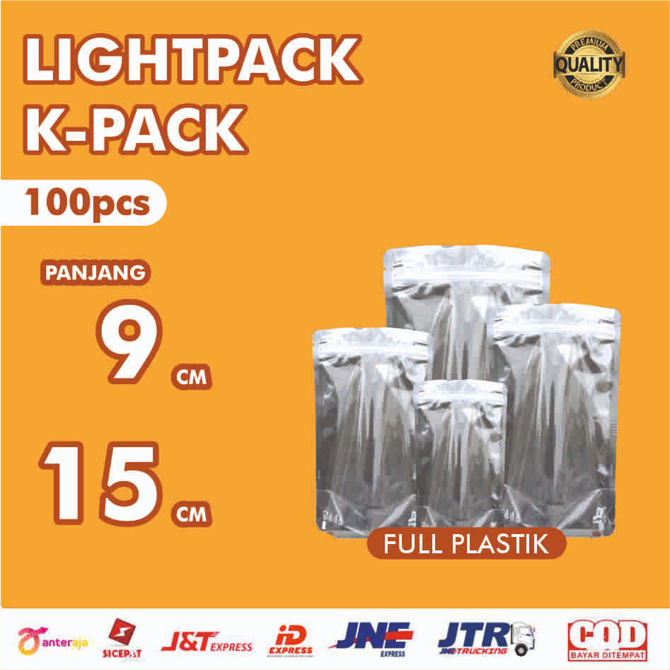 [100pcs] Kemasan Plastik Standing Pouch Kpack/ Transparan Lightpack 9x15