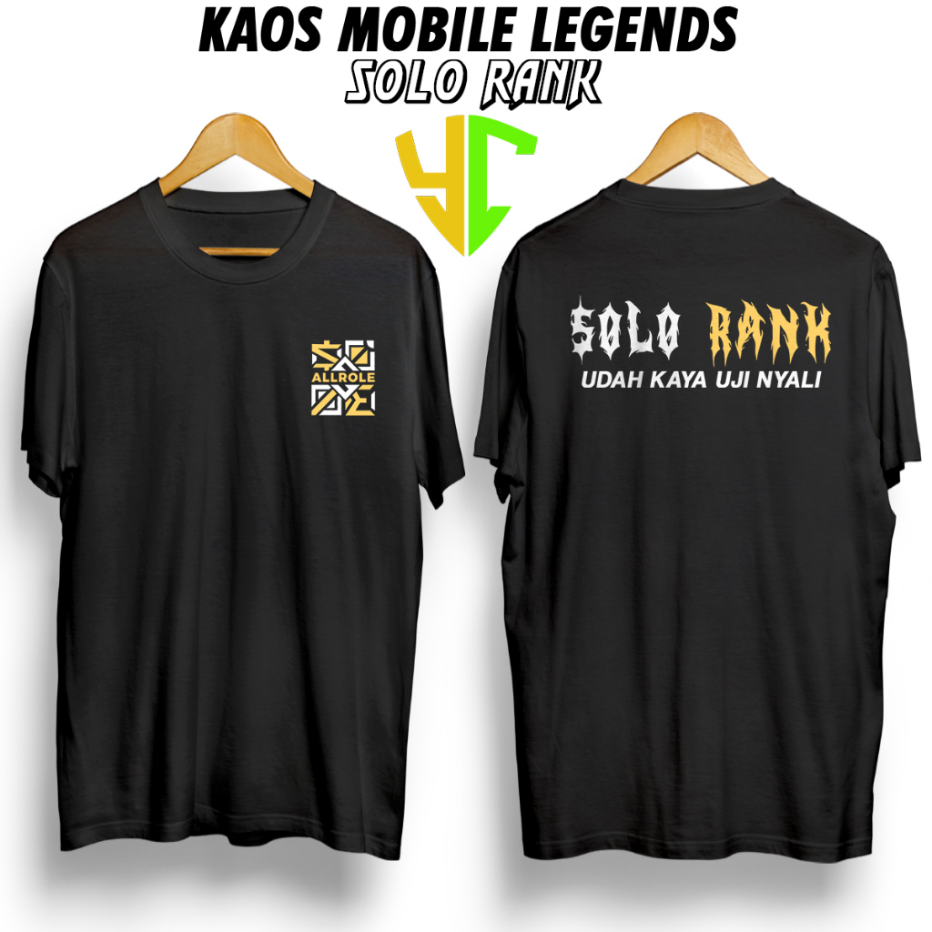YC Kaos ML (SOLO RANK) Kaos Pendek Pria Kaos Premium Kaso Streetwear Kaos Distro Kaos Lengan Pendek 
