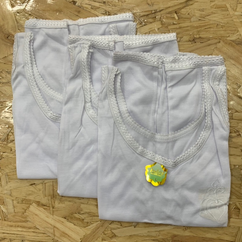 (6pcs)Singlet Putih Wanita Indira Kaos Dalam Katun Wanita Remaja
