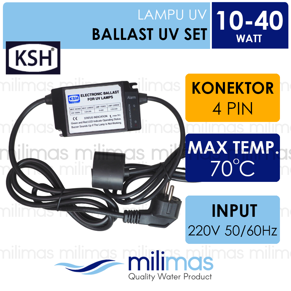 KSH Ballast Lampu UV 10-40 WATT - ORIGINAL Adaptor UV SET