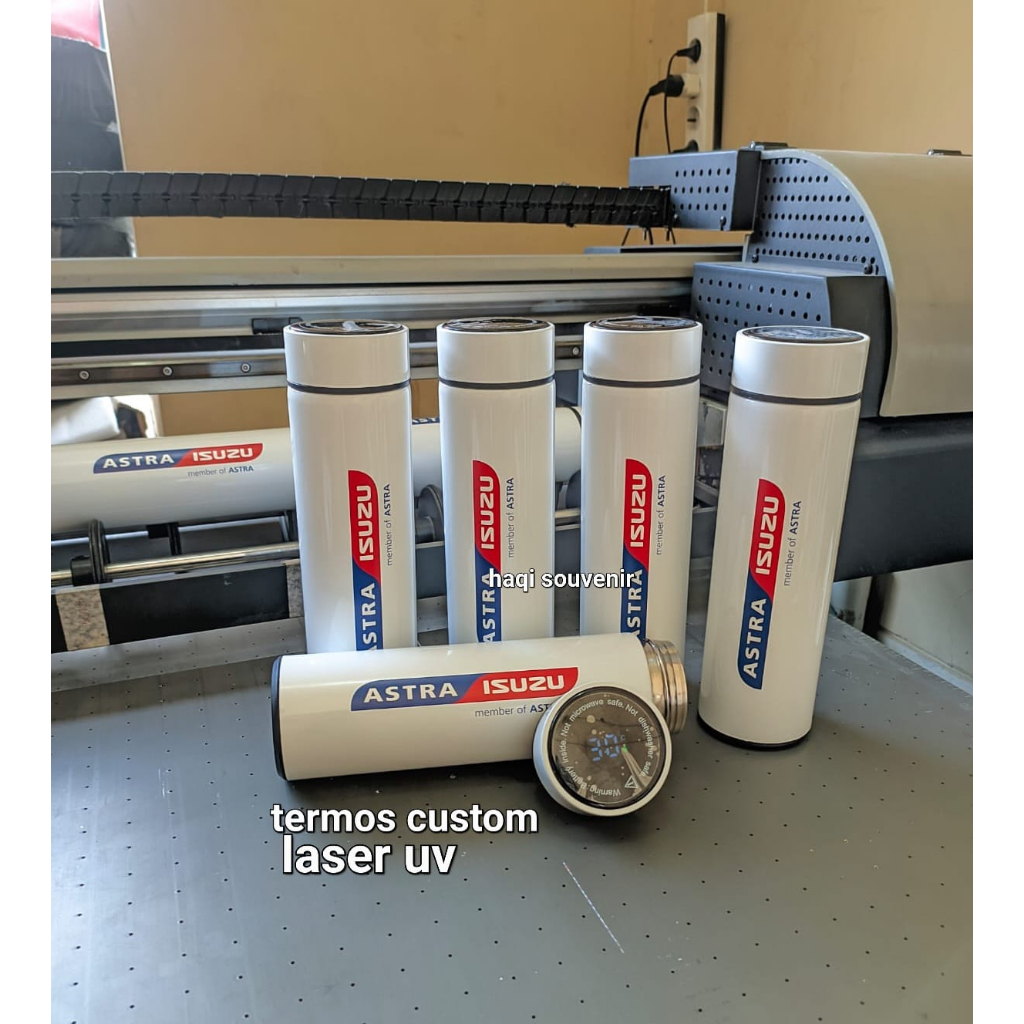 Tumbler Termos Promosi Custom Logo Nama Full Warna Cetak UV Sakura niagara Kancing Digital suhu Led 