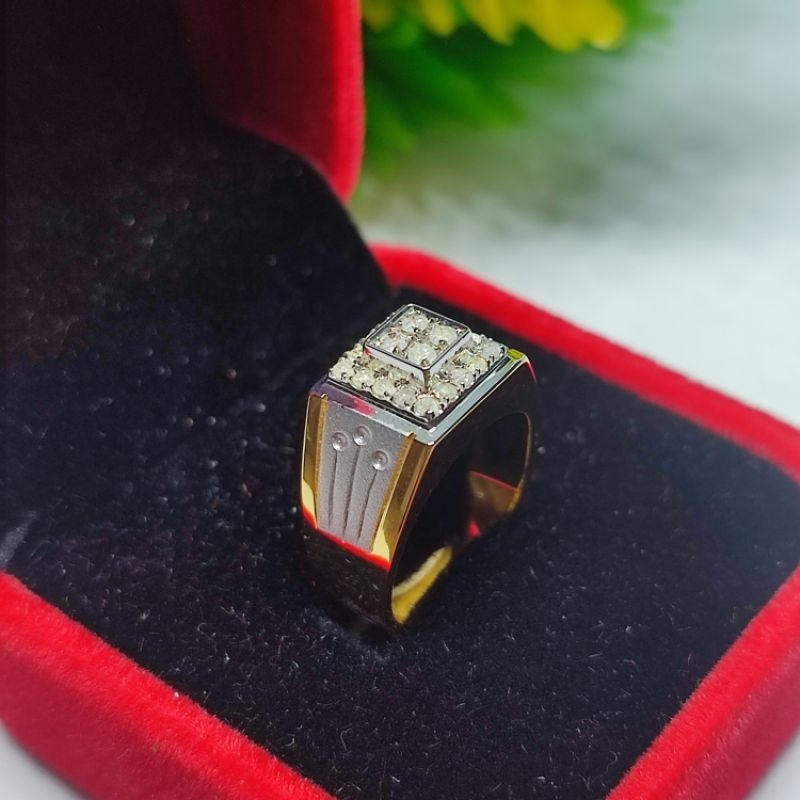cincin pria perak berlian eropa asli