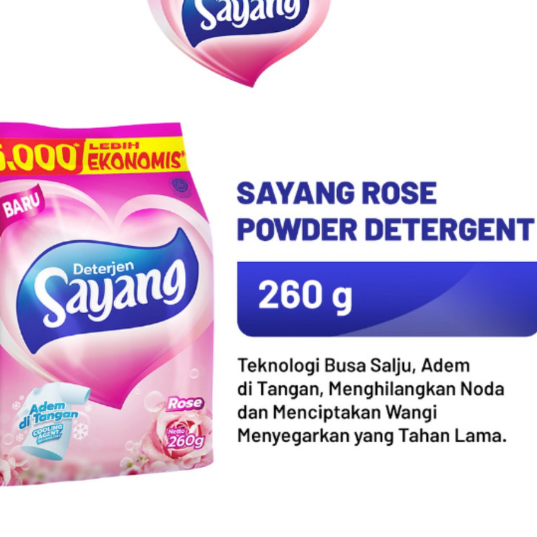 Sayang Powder Detergent 260 gr DETERGEN SAYANG 260 gr DETERJEN SAYANG 260 gr DETERGEN BUBUK DETERJEN