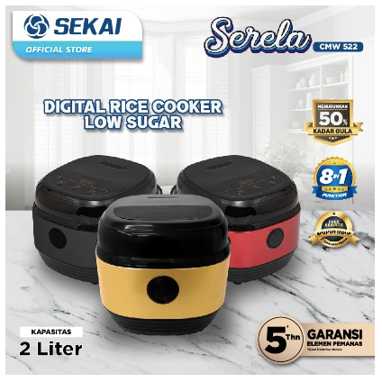 Sekai CMW-522 Rice Cooker Digital Low Sugar Low Carbo Anti Gemuk 2L - CMW 522