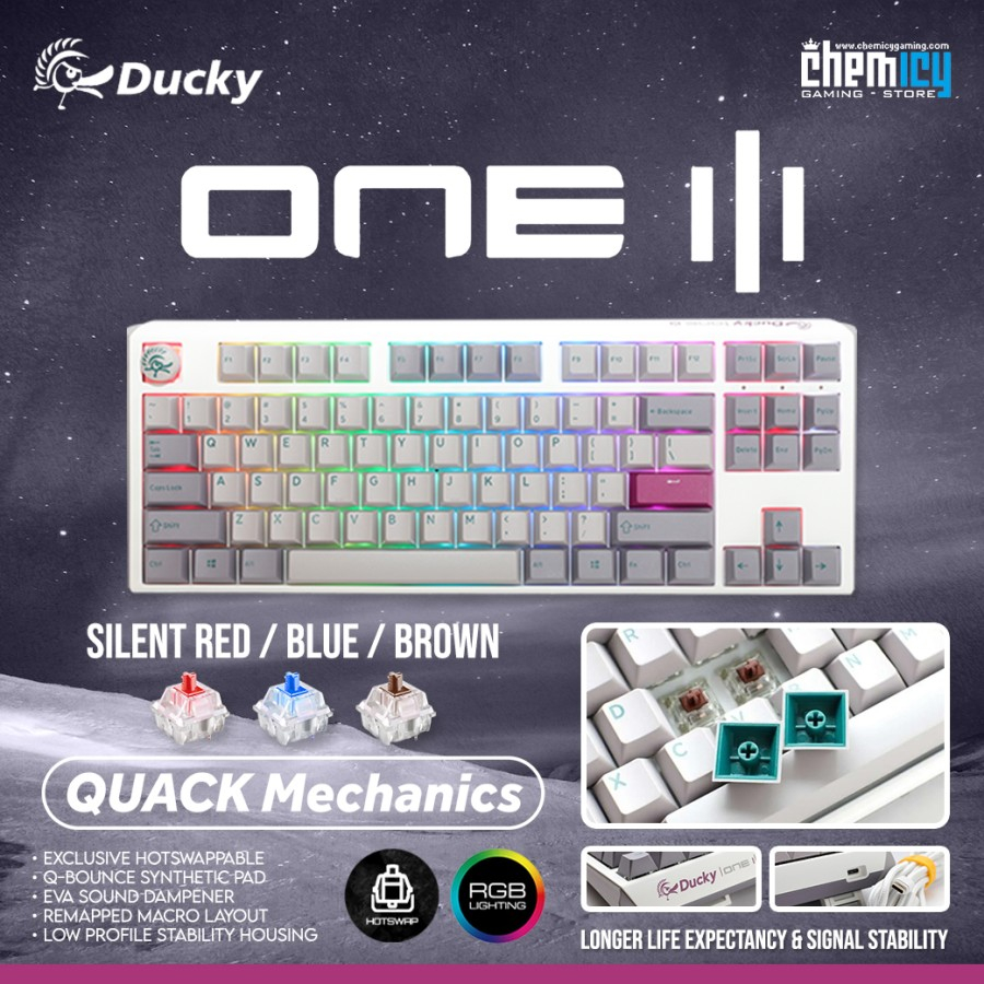 Ducky One 3 Mist TKL Hotswap RGB Mechanical Gaming Keyboard
