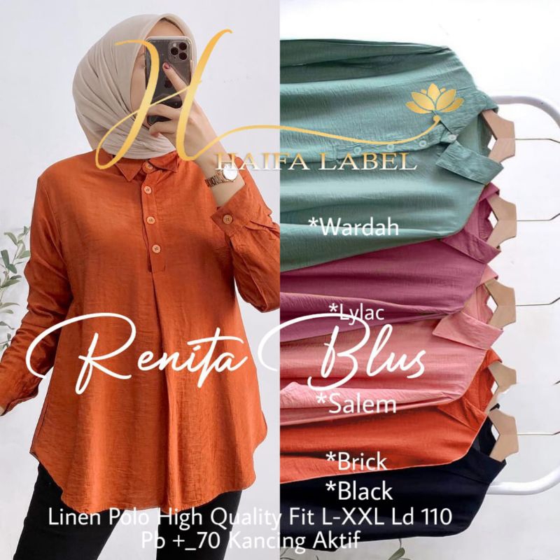 Renita blus linen terbaru haifa label
