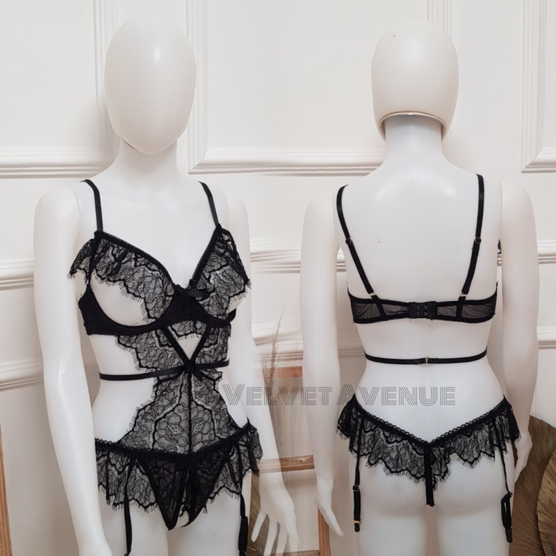 Lingerie Teddies Seksi Sexy Bodysuit Garter Amada Open Crotch Fit Bigsize Jumbo Garter