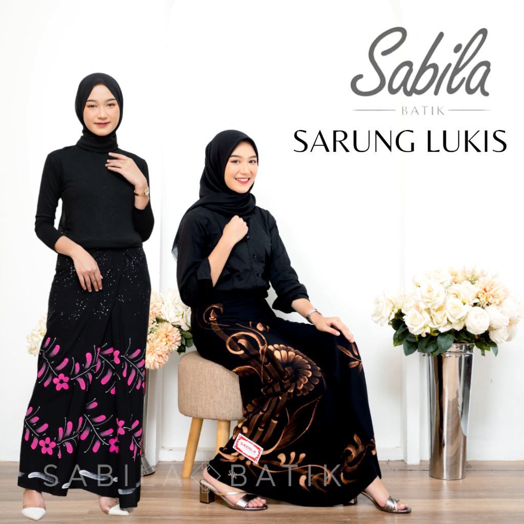 Sabila Sarung Goyor Santri Putri Santriwati Wanita Cap Polos Lukis