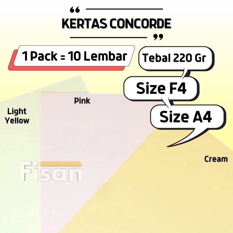 

10 Lembar Kertas Concorde A4 F4 220 Gr