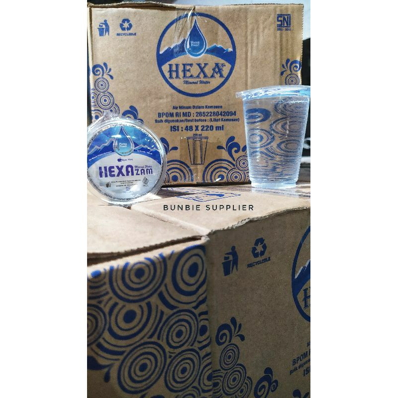 

Air Mineral HEXA zam 220ml Isi 48cup / HEXAzam Mineral Water 220ml Kemasan Gelas/Cup